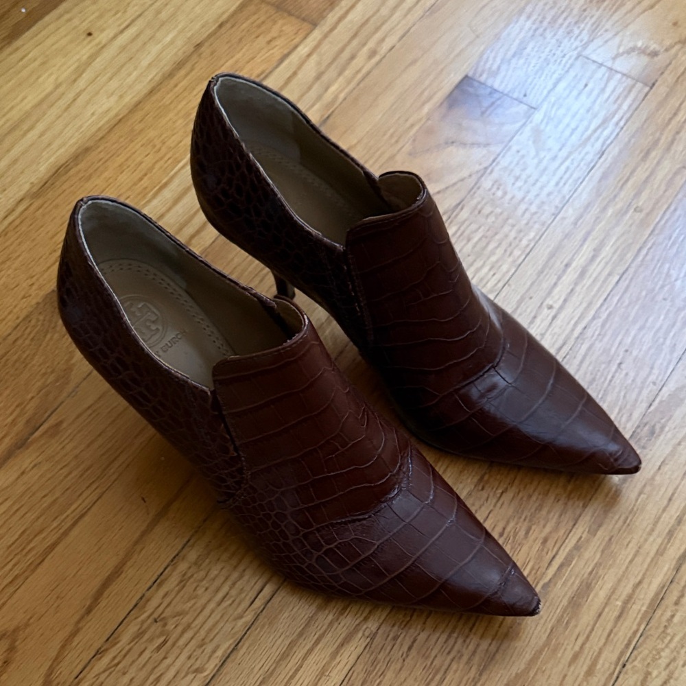 Tory Burch Georgina Brown Embossed Bootie 7.5